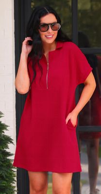Ezra Fall Textured Zipper Dress
