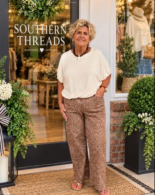 Umgee speckled print cropped wide leg pants