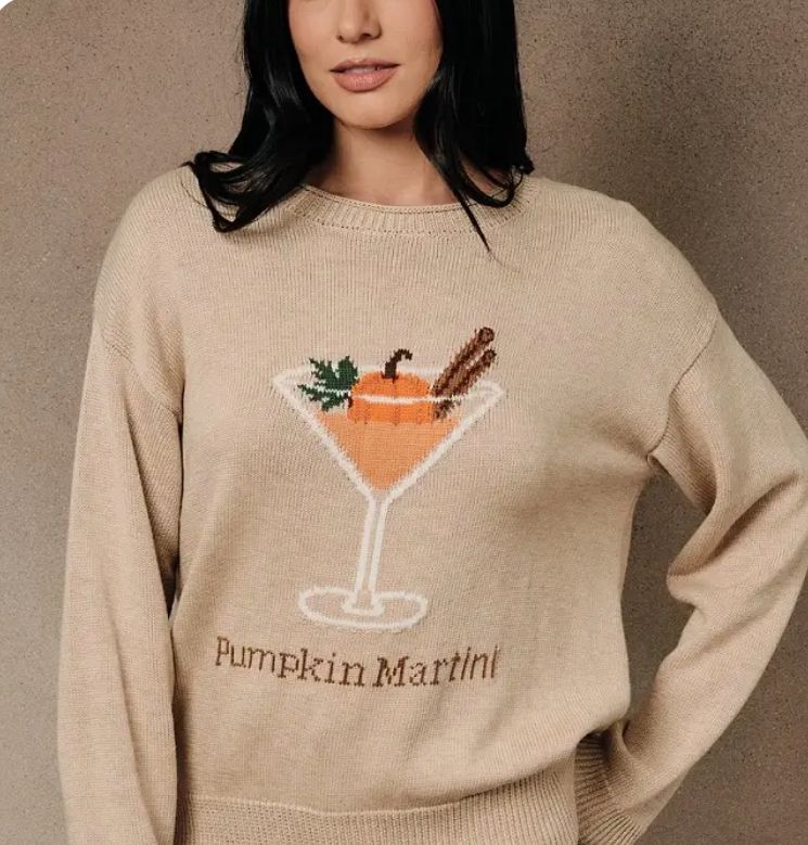 Pumpkin Martini Graphic Long Sleeve Pullover