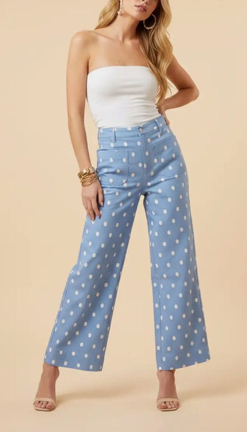 Polka Dot Wide Leg Casual Pants