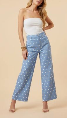 Polka Dot Wide Leg Casual Pants