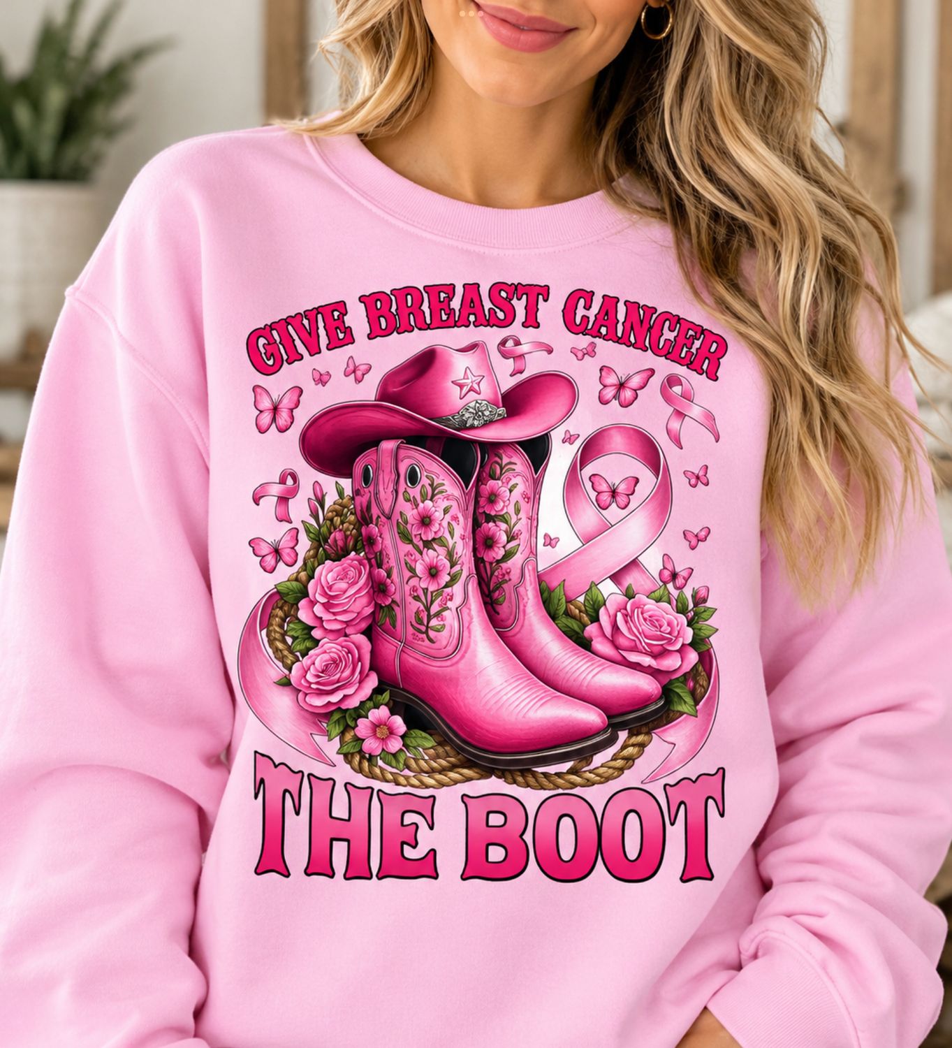 Give Cancer the Boot unisex sweatshirt