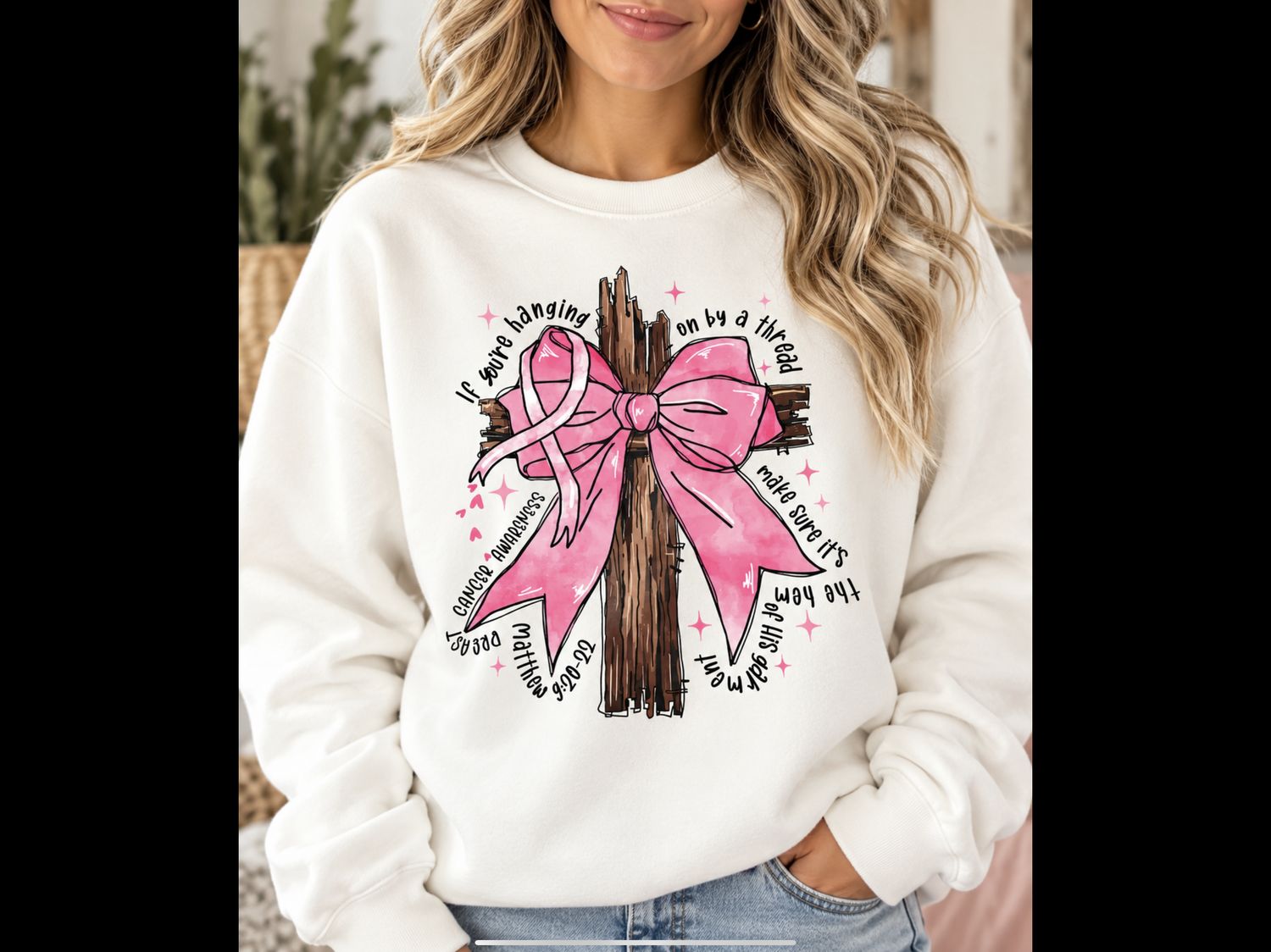 Cancer Awareness Matthew 9:20-22 unisex sweatshirt