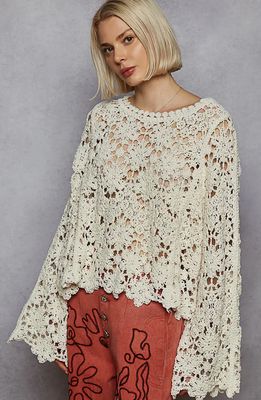 POL Textured Chenille Sweater Crochet Top