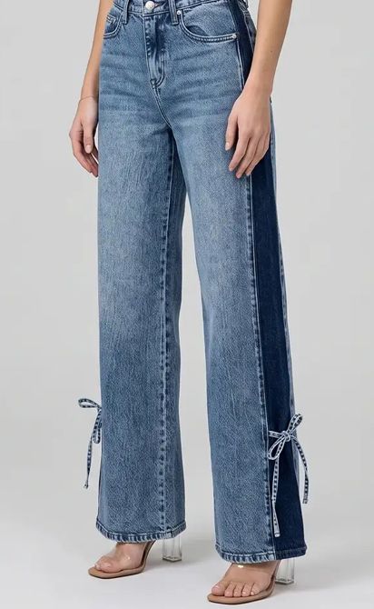 Bow crazy flare leg jeans
