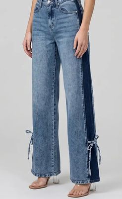 Bow crazy flare leg jeans