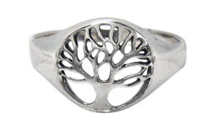 SIZE 6 - Sterling silver, smooth Tree of Life ring. Approx size: 13mm Width