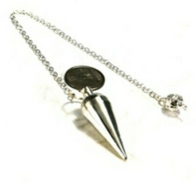 Metal pendulum, silver colour point with chain