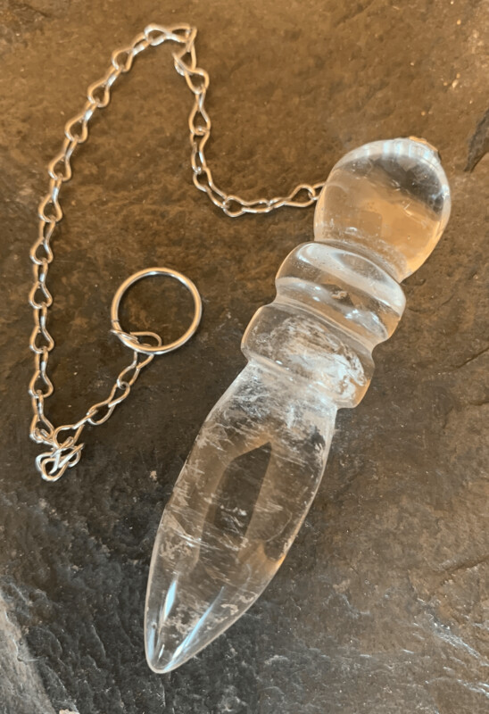 Large Egyptian Clear Crystal Quartz pendulum