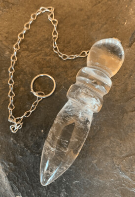 Large Egyptian Clear Crystal Quartz pendulum