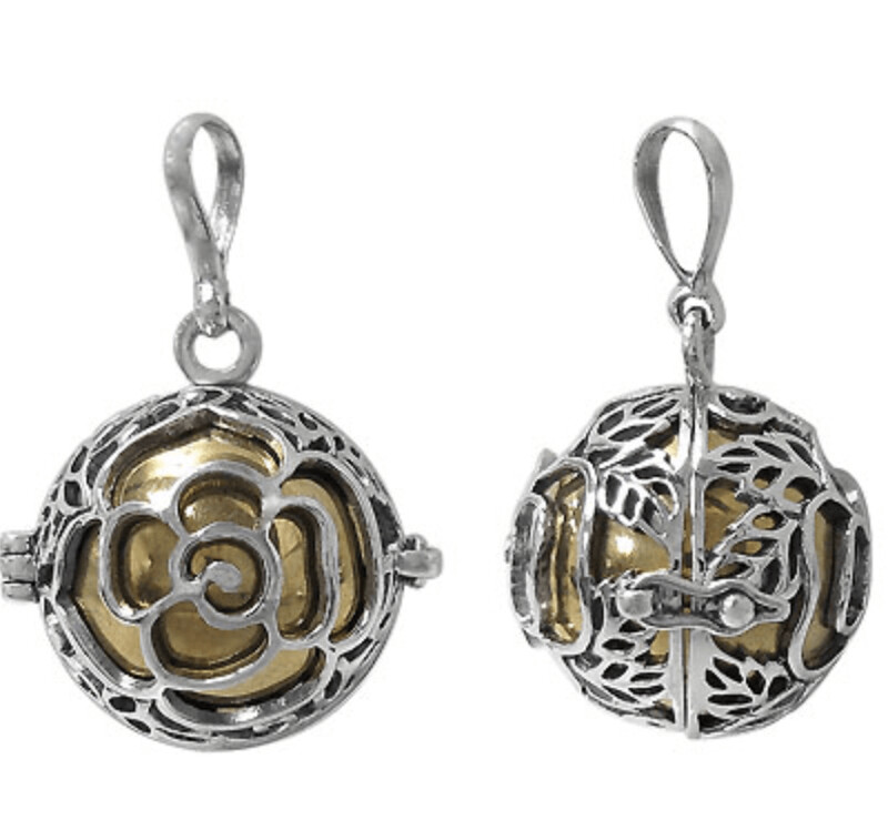 Sterling silver Harmony ball pendant. Approx pendant size: 22mm L X 23mm W and 20mm diameter (ball)