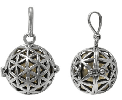 Sterling silver Harmony ball pendant. Approx pendant size: 22mm L x 26mm W and 19mm Diamer (ball)