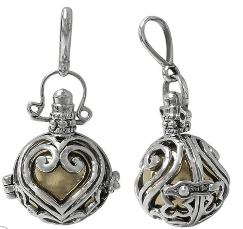 Sterling silver , Harmony ball pendant. Approx pendant size: 27mm L X 23mm W and 16mm Diameter (ball)