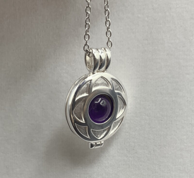 Sterling Silver LOCKET & STONE pendant with Amethyst set in silver