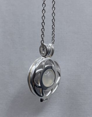 Sterling Silver LOCKET & STONE Pendant with a moonstone set in silver
