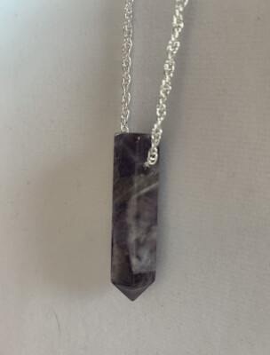 Beautiful AMETHYST point pendant necklace.
