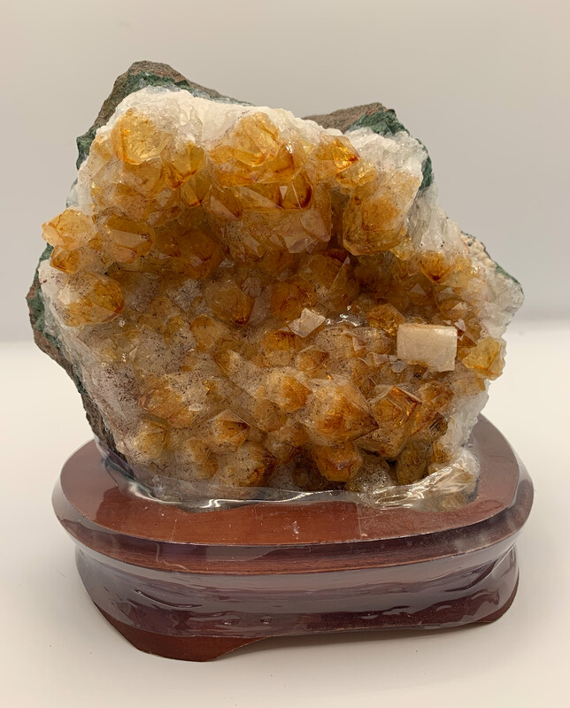 Citrine Cluster with wood base