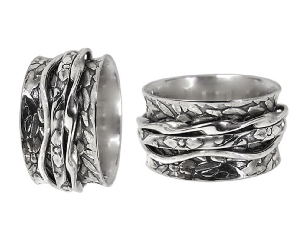 Sterling Silver Meditation Ring Size 8