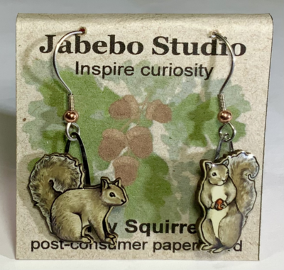 Jabebo Gray Squirrel Earrings