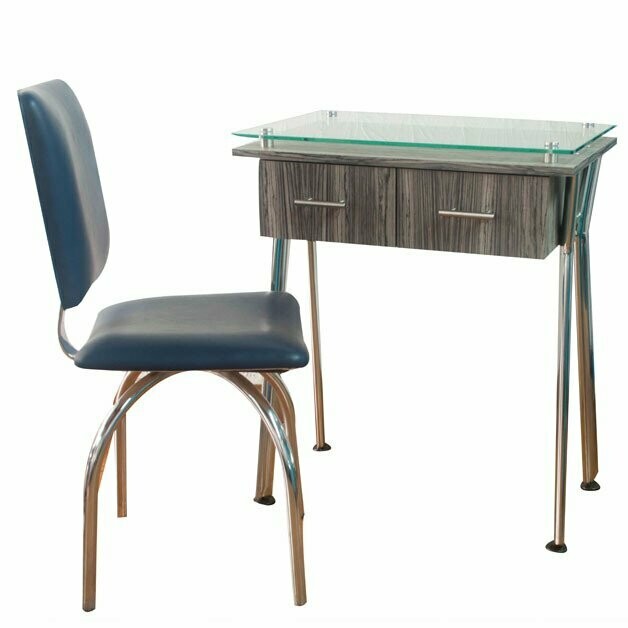 Mesa en vidrio y base cromada