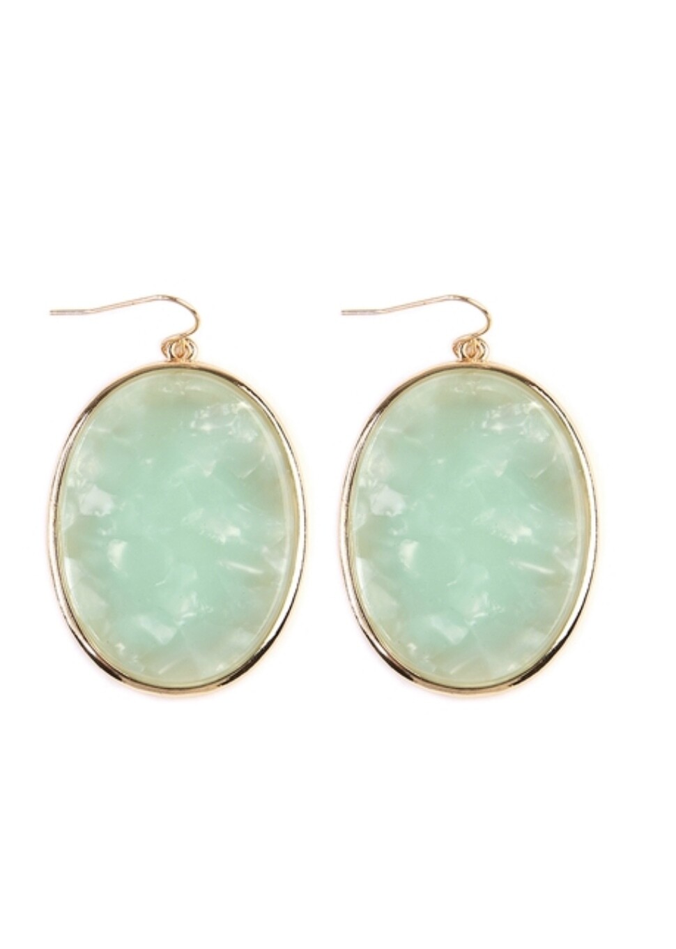 $10 Mint faceted oval shape marble earring