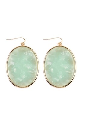 $10 Mint faceted oval shape marble earring