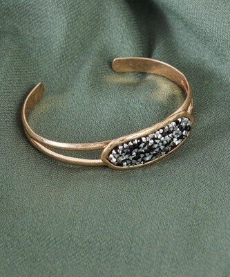 Gold Oval Crystal Center Cuff Bracelet