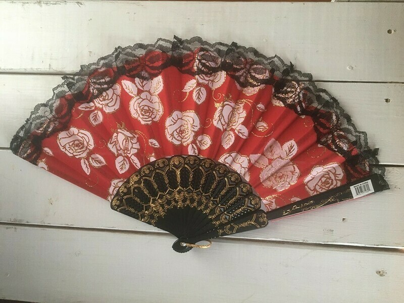 Rose &amp; Lace Hand Fan