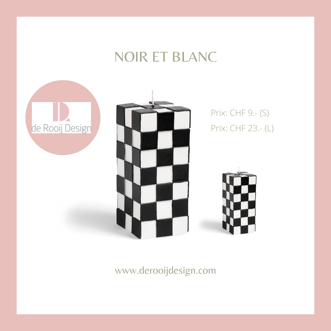 Grande bougie &quot;damier&quot;