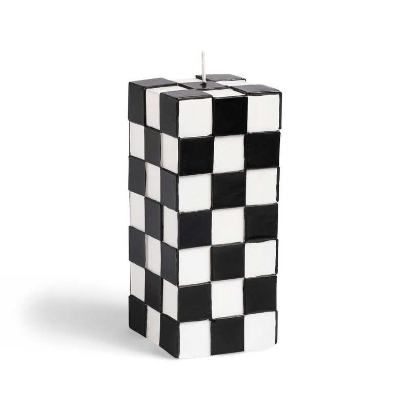 Grande bougie &quot;damier&quot;