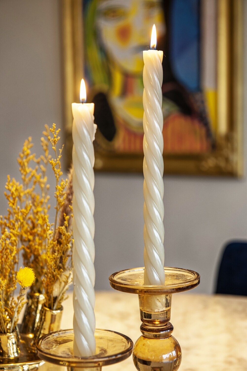 Bougie torsadée grise
