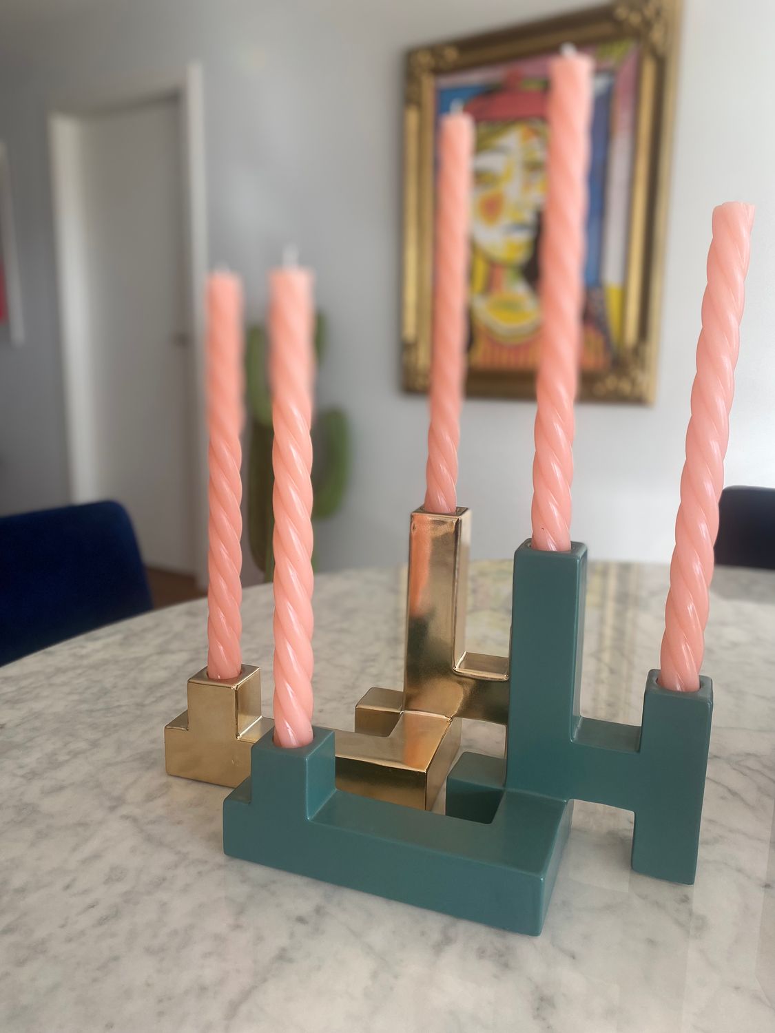 Bougeoir tube - vert (L)