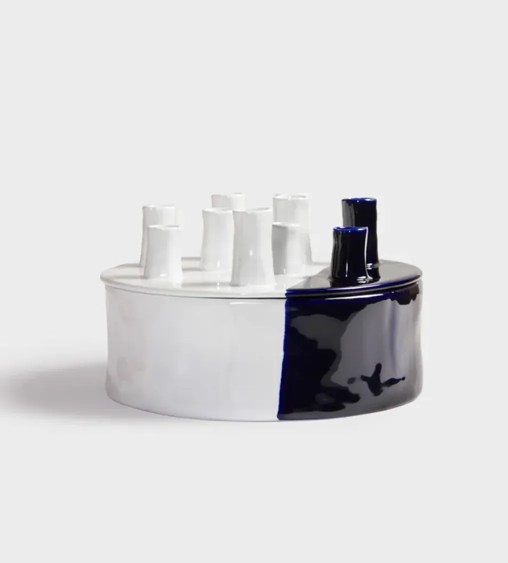 Vase Anouk Spouts (L)- Bleu et Blanc
