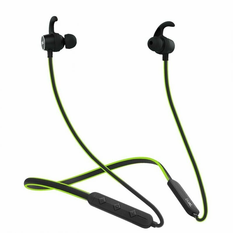 BOAT ROCKERZ 255 SPORTS BLUETOOTH WIRELESS EARPHONE WITH IMMERSIVE STEREO SOUND AND HANDS FREE MIC (NEON)