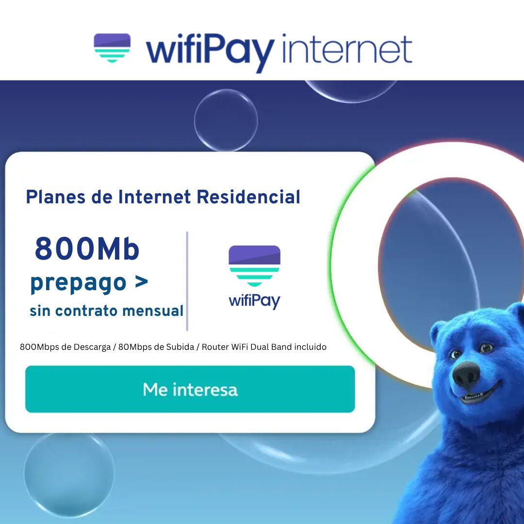 Acceso Internet 800mb (Renovación) $44.00