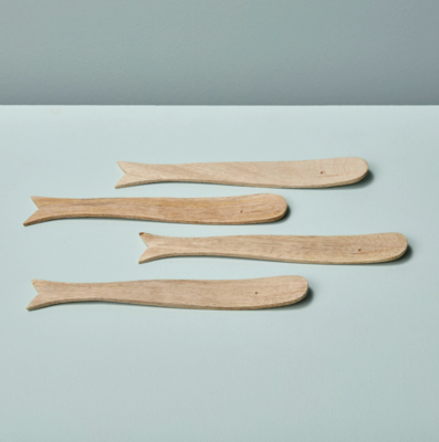 Natural Mango Wood Whale Spreaders Set Of 4