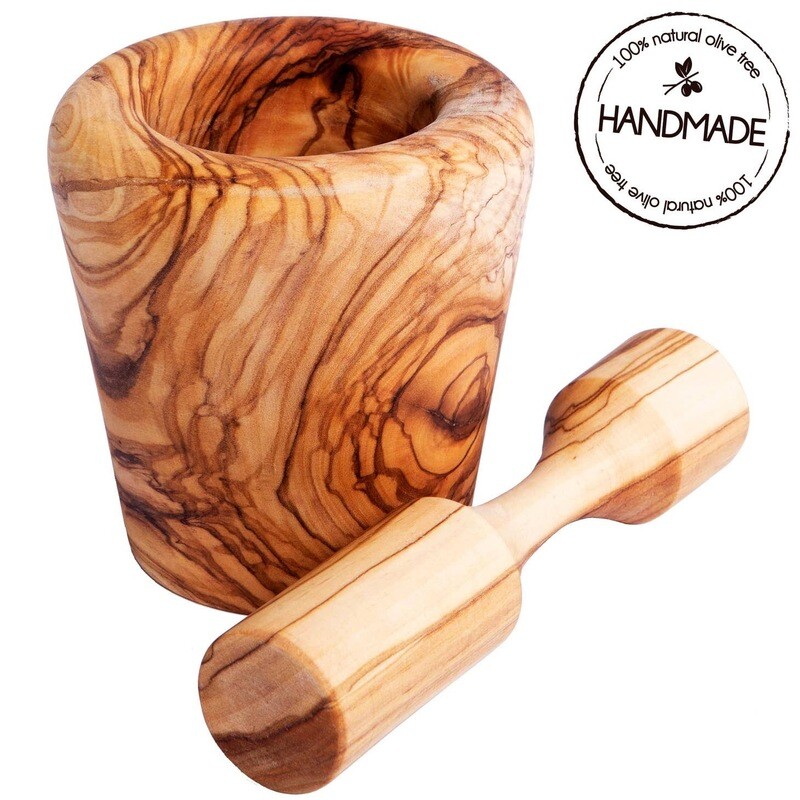 Italian Olive Wood Mortar And Pestle
