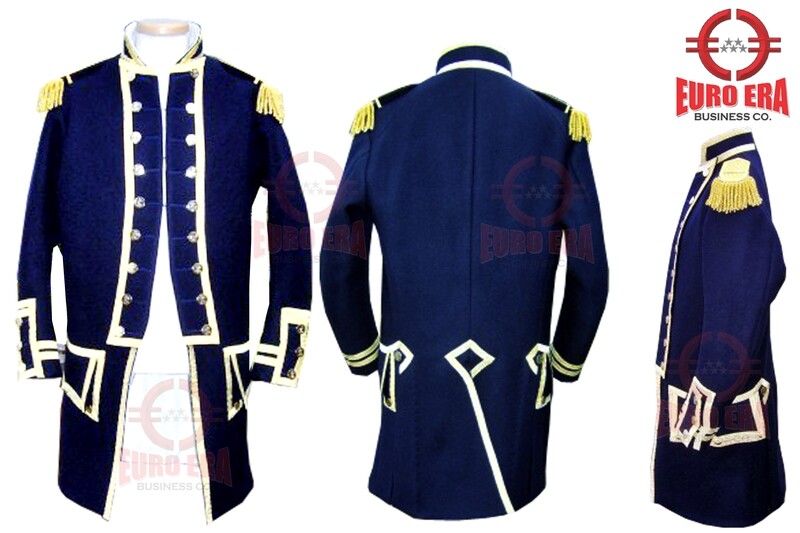 Napoleon Admirals Royal Captain Frock Coat, 18th Century Naval Coat &amp; Epaulettes