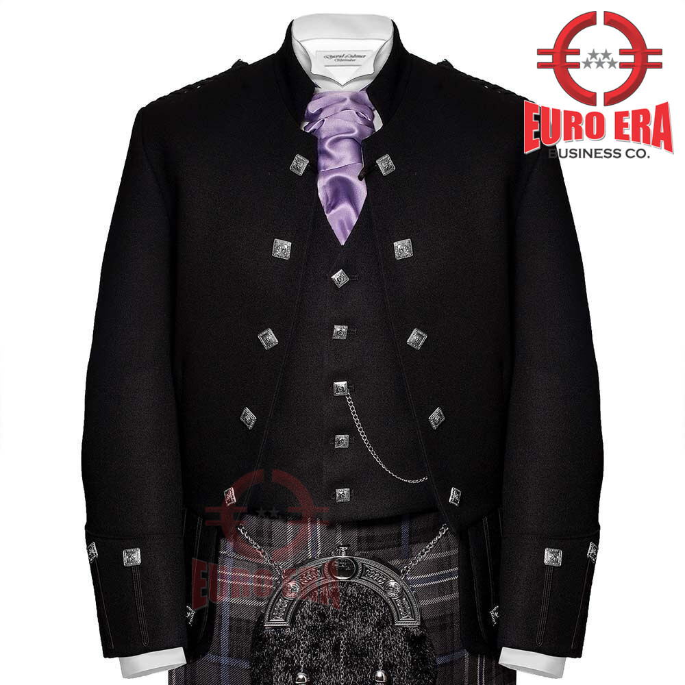 New 100% Wool Scottish Sheriffmuir Doublet Kilt Jacket with Vest