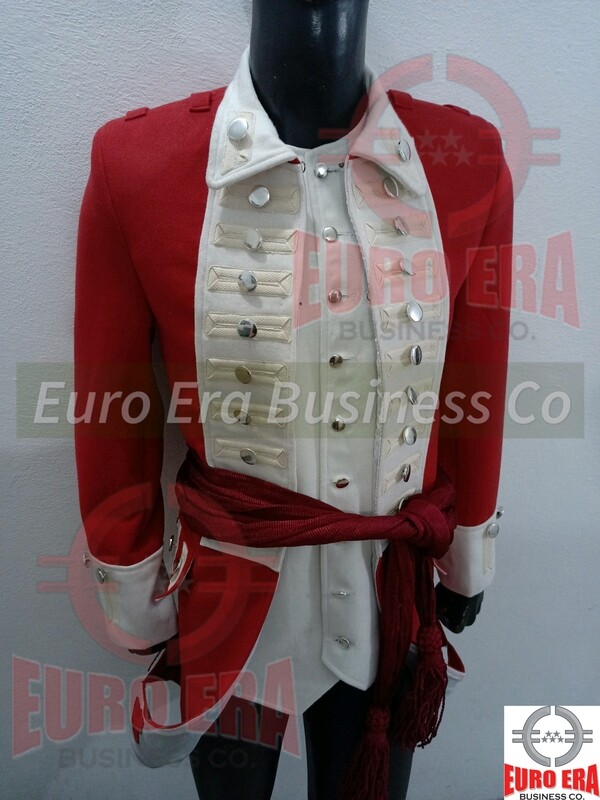 Napoleonic British Marine Military Officers Frock Coat &amp; Waistcoat &amp; Sash