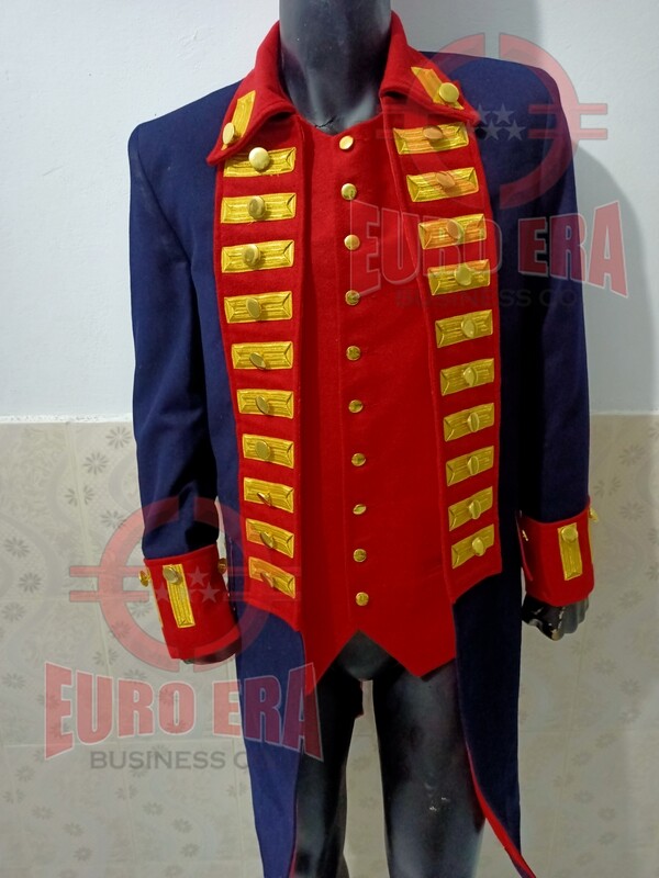Revolutionary War Military Officer Artillery Gunner Frock Coat &amp; Waistcoat