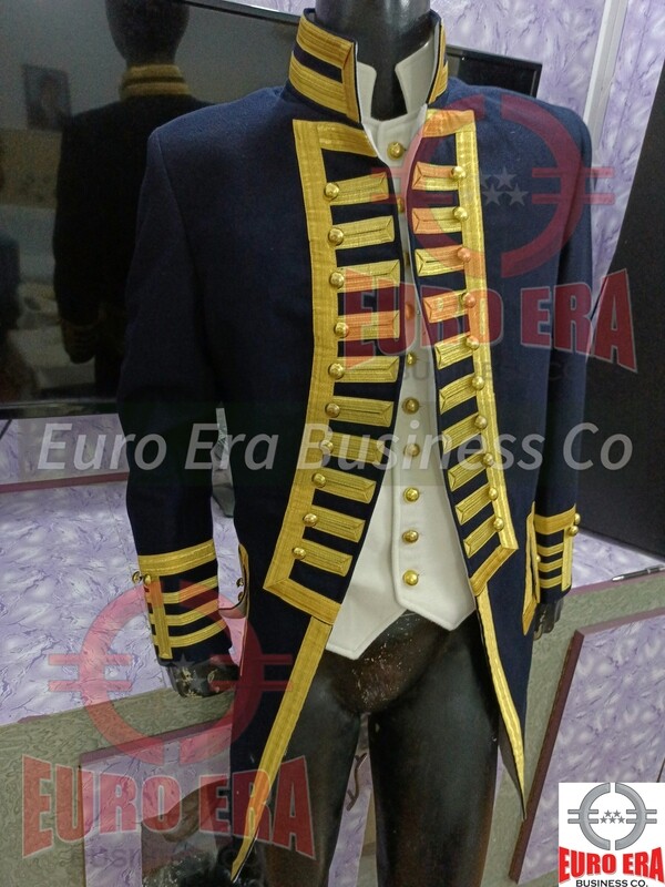 Napoleonic Regency Naval Admiral Captain Frock Coat With Waistcoat
