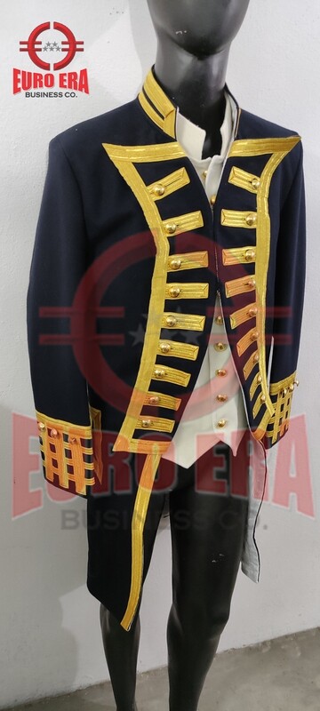 New Napoleonic Regency Naval Admiral Captain Frock Coat &amp; Waistcoat