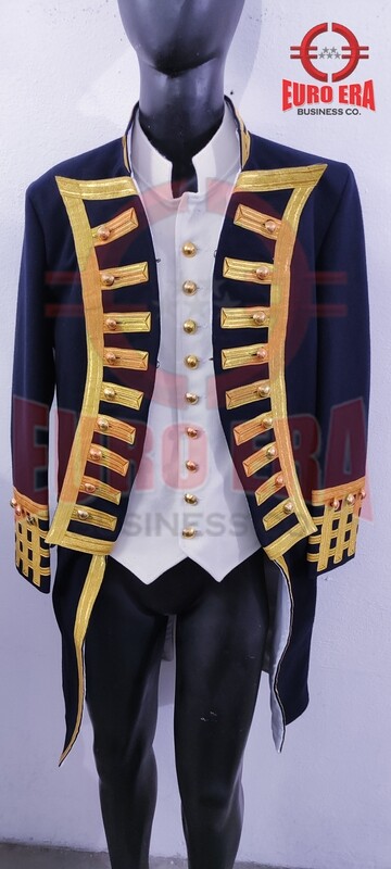 Napoleonic Regency Naval Admiral Captain Frock Coat With Waistcoat