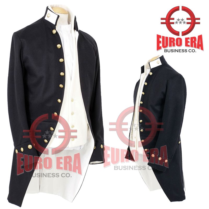 Napoleonic Admirals Royal NAVY Captain Frock Coat, 18th Century Naval Frock Coat &amp; Waistcoat