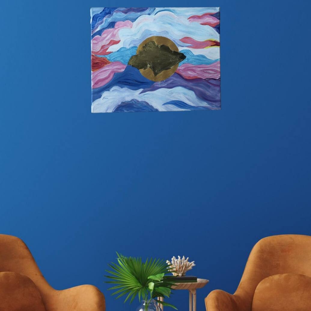 Интерьерная картина "Если выйдет солнце", 33х41 см., холст, акрил, водоросли
