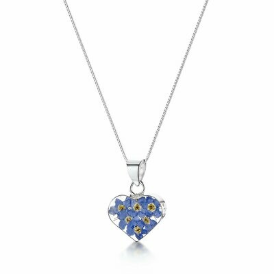 Silver Pendant - Forget-me-not - Heart