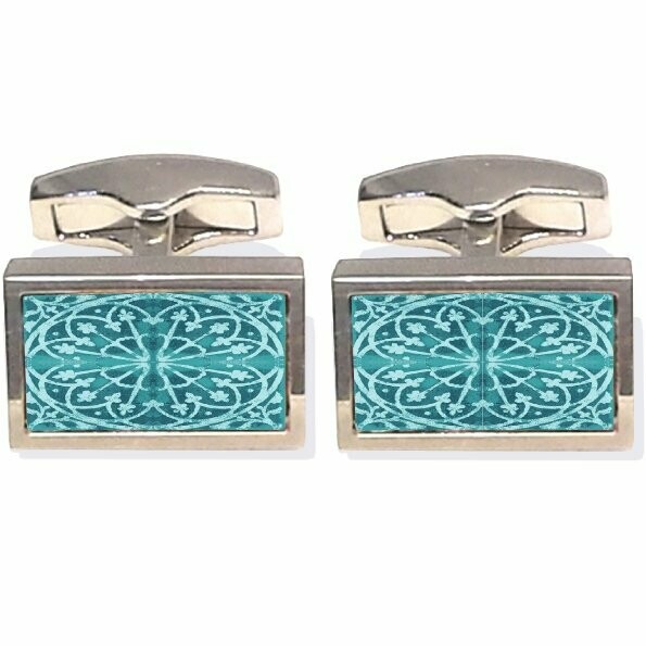 Cufflinks with ceramic inserts - turquoise