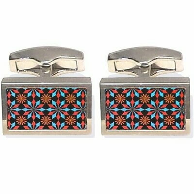 Cufflinks with ceramic inserts - red, brown, blue
