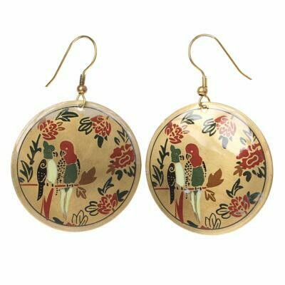 Earrings gold coloured with parrots - Tara